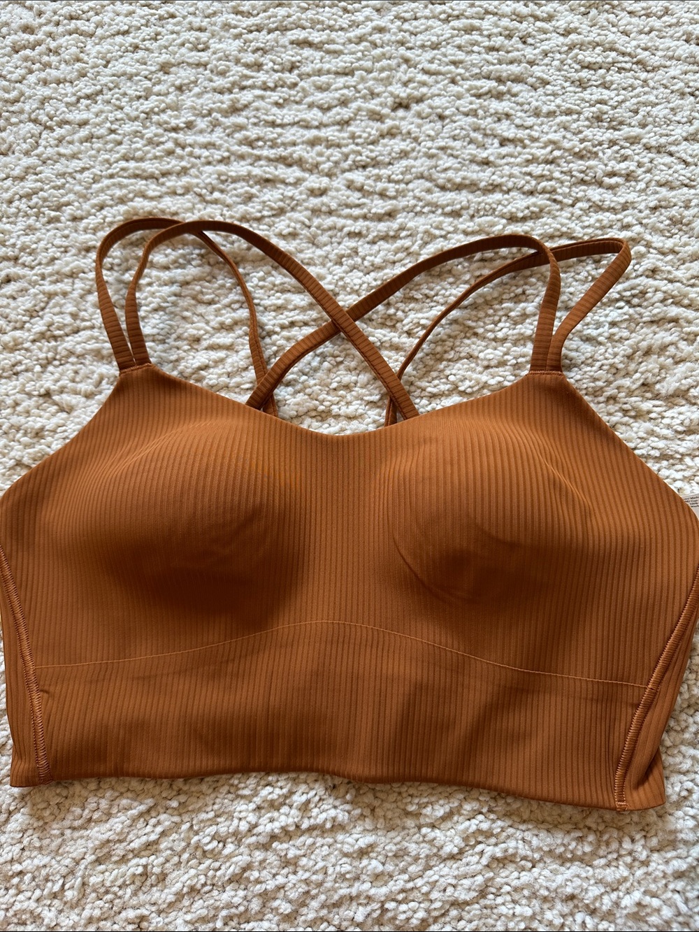 lululemon athletica Ribbed Cross-Back Bralette - Warm Brown